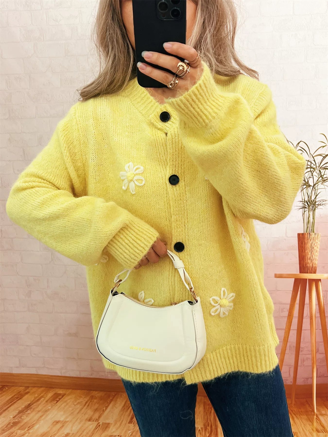Flower Button-Down Cardigan 