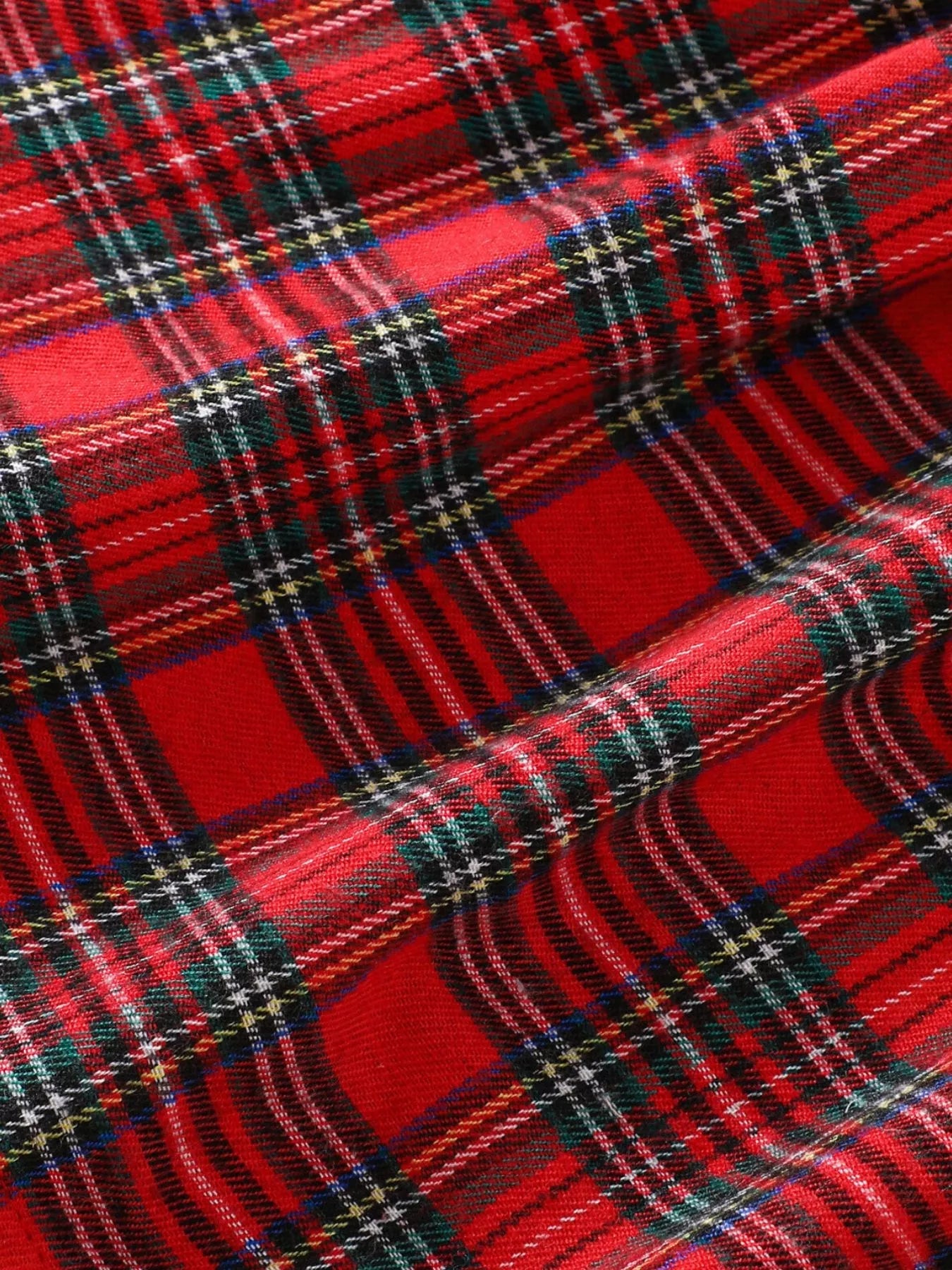 Children's Christmas Plaid Embroidered Smocked Dress 