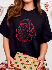 Rhinestone Santa Claus Christmas Graphic T Shirt 