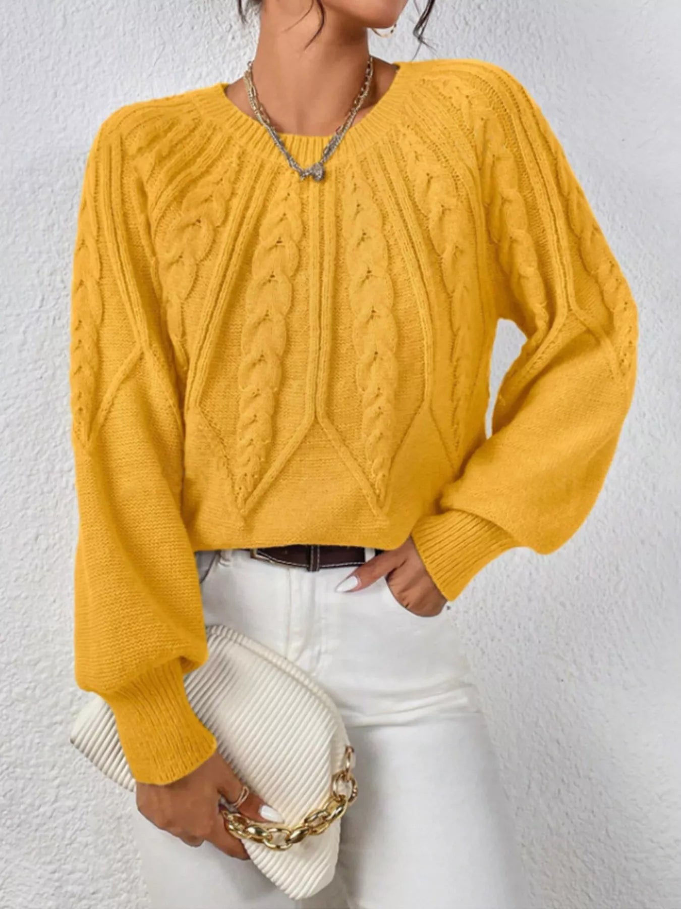 Cable Knit Long Sleeve Sweater 
