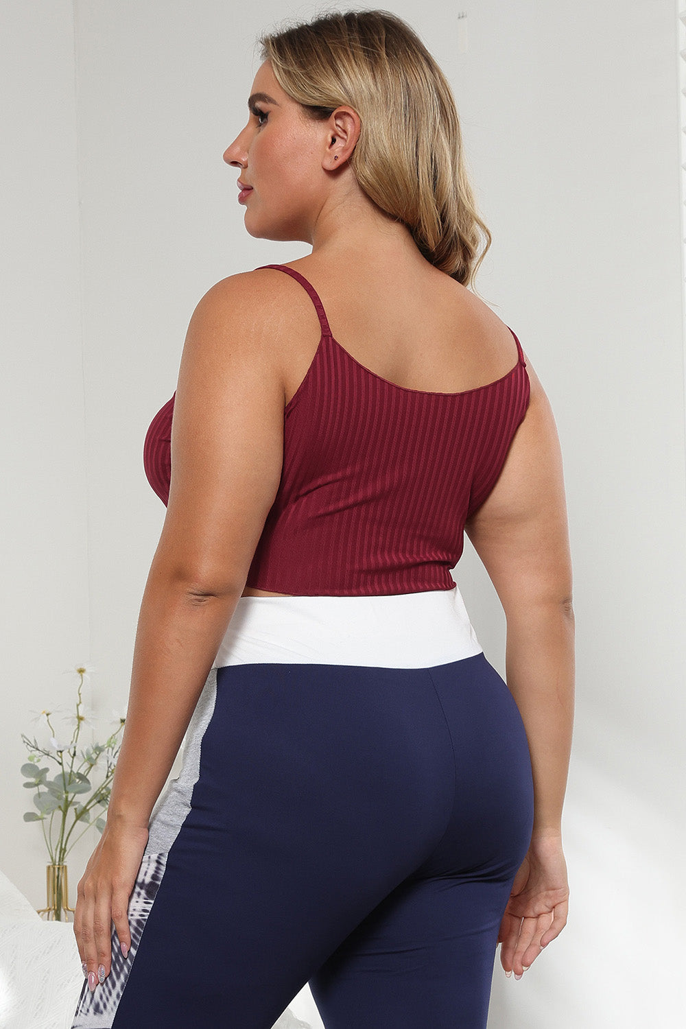 Plus Size Ribbed Spaghetti StrapTop 