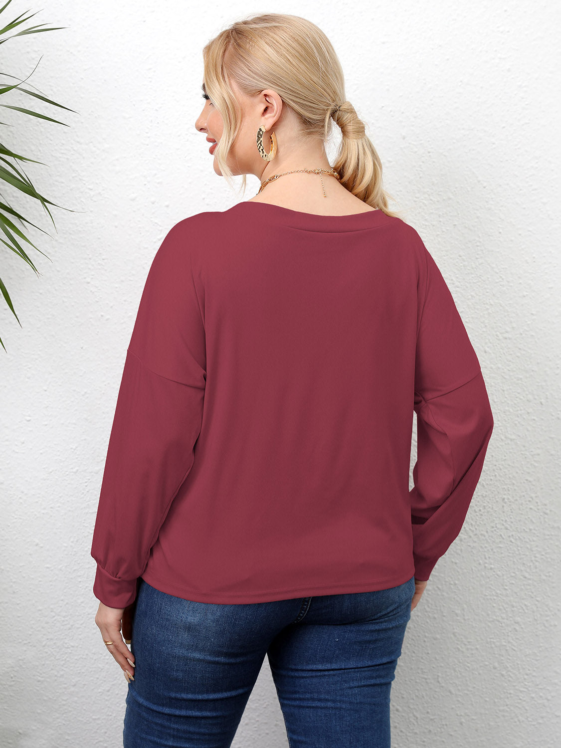 Plus Size Twisted Drop Shoulder T-Shirt 