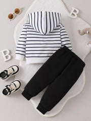 Children's Striped Elephant Hoodie & Pants Set 