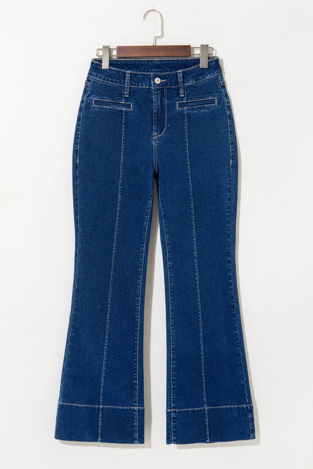 Center Seam Deep Wash Straight Jeans 