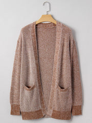 Open Front Dropped Shoulder Cardigan with Pockets 