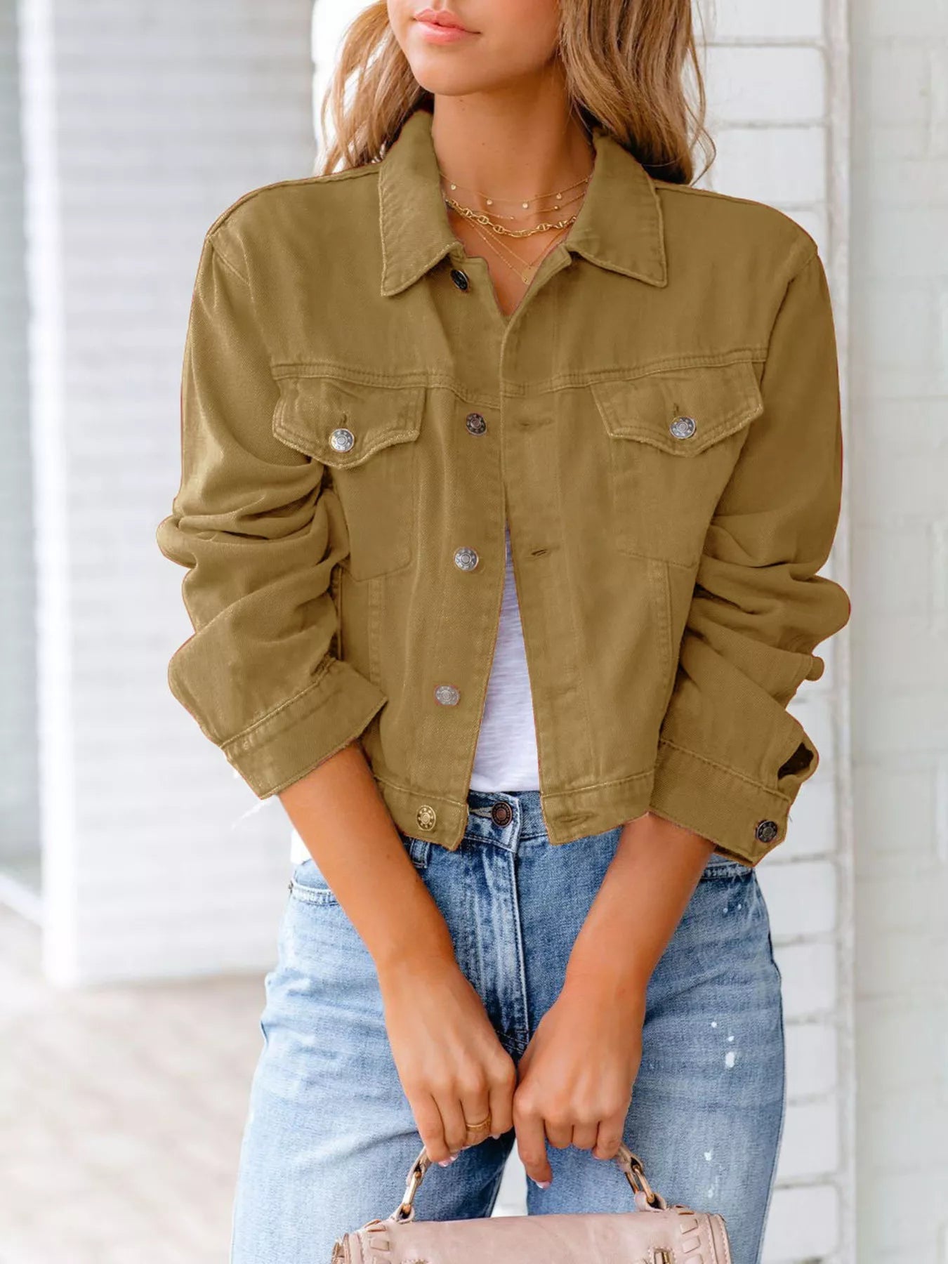 Button Up Long Sleeve Denim Jacket 