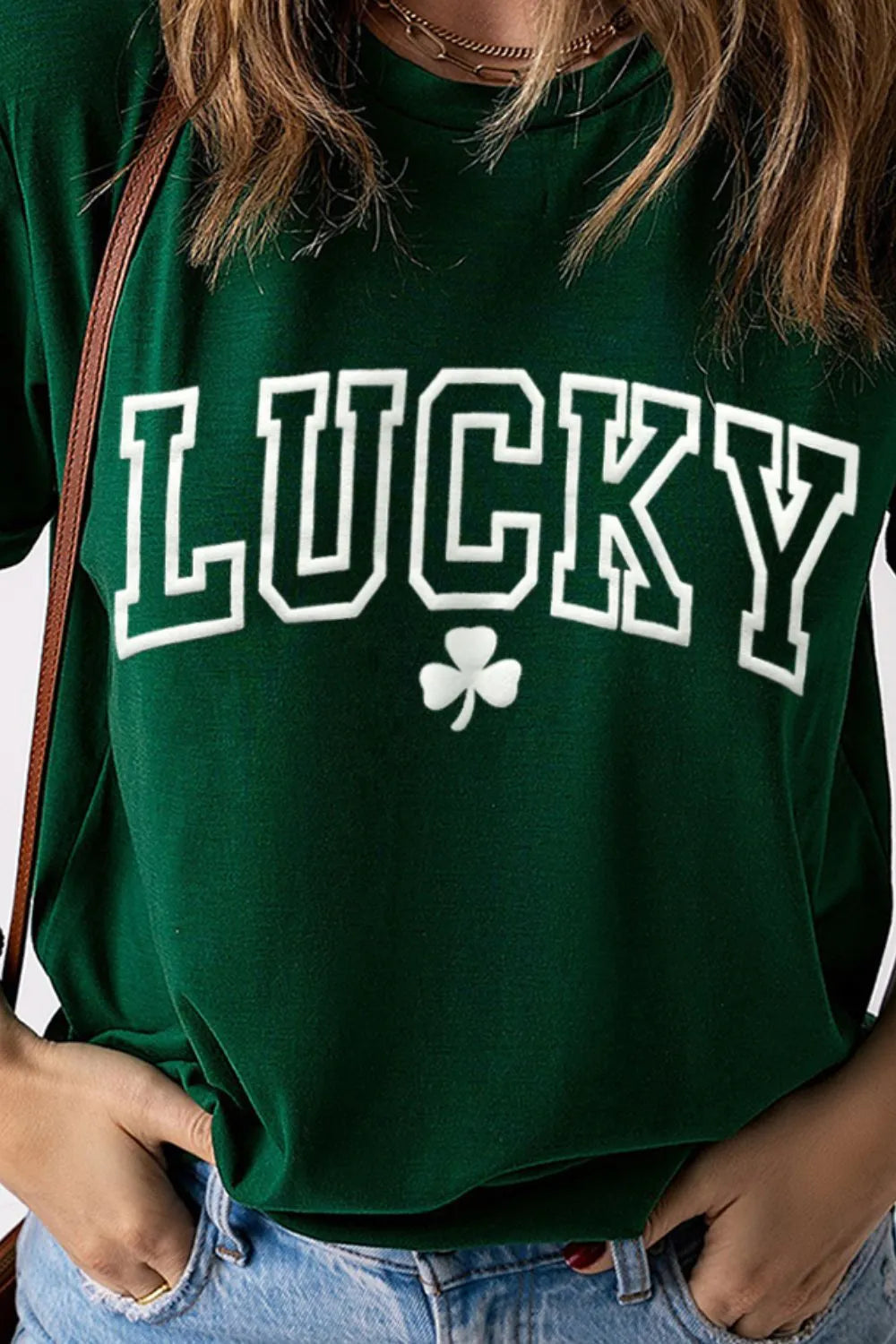 LUCKY Round Neck Short Sleeve T-Shirt 
