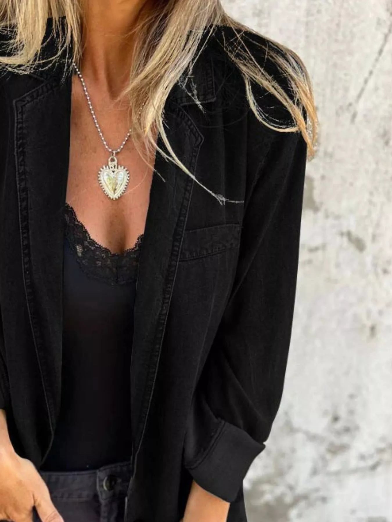 Full Size Button Down Denim Blazer Plus Size 
