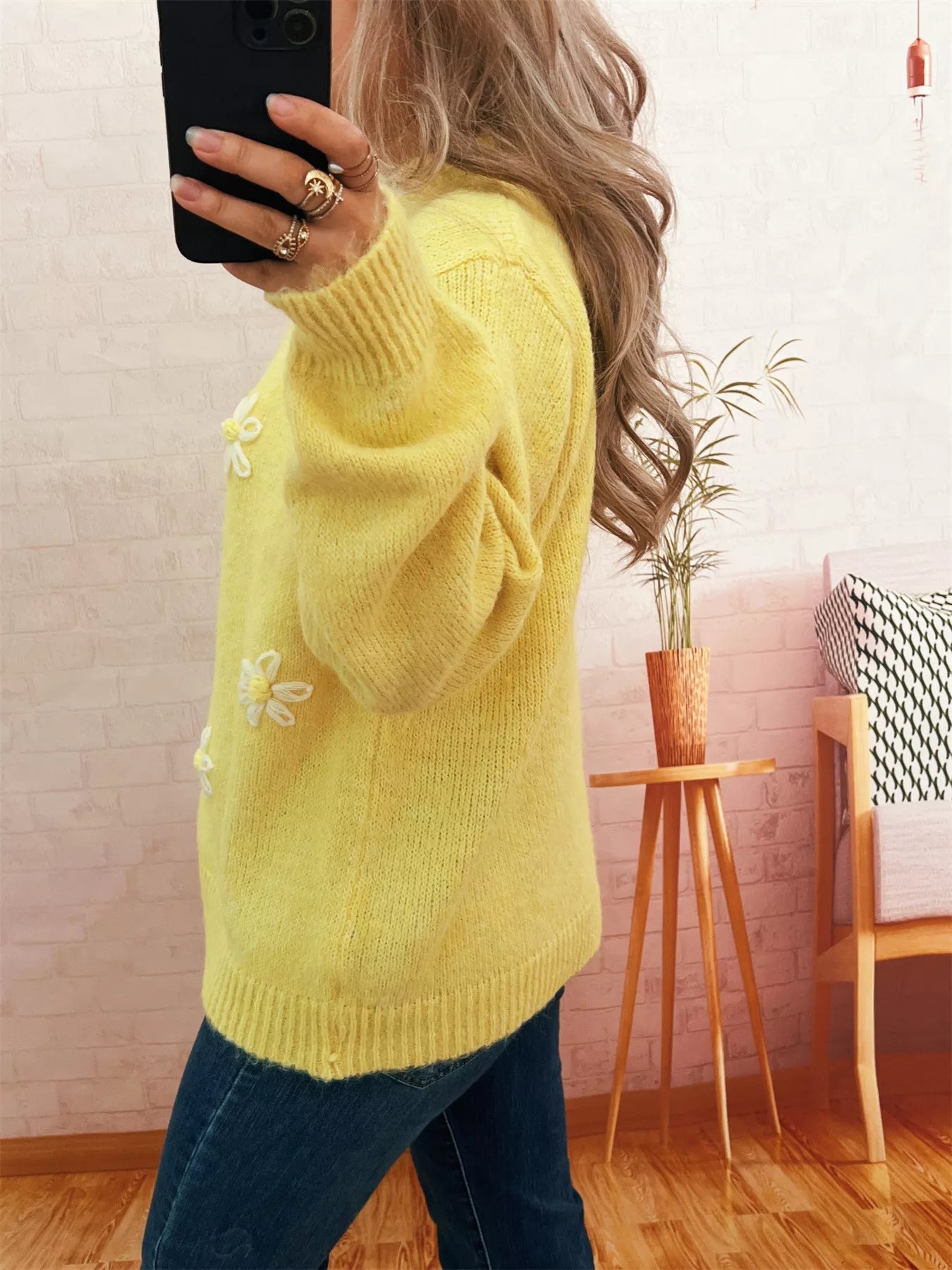 Flower Button-Down Cardigan 