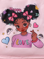 Children's Cartoon Graphic Top and Pants Set 