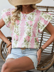 Floral Ruffle Sleeve Blouse 