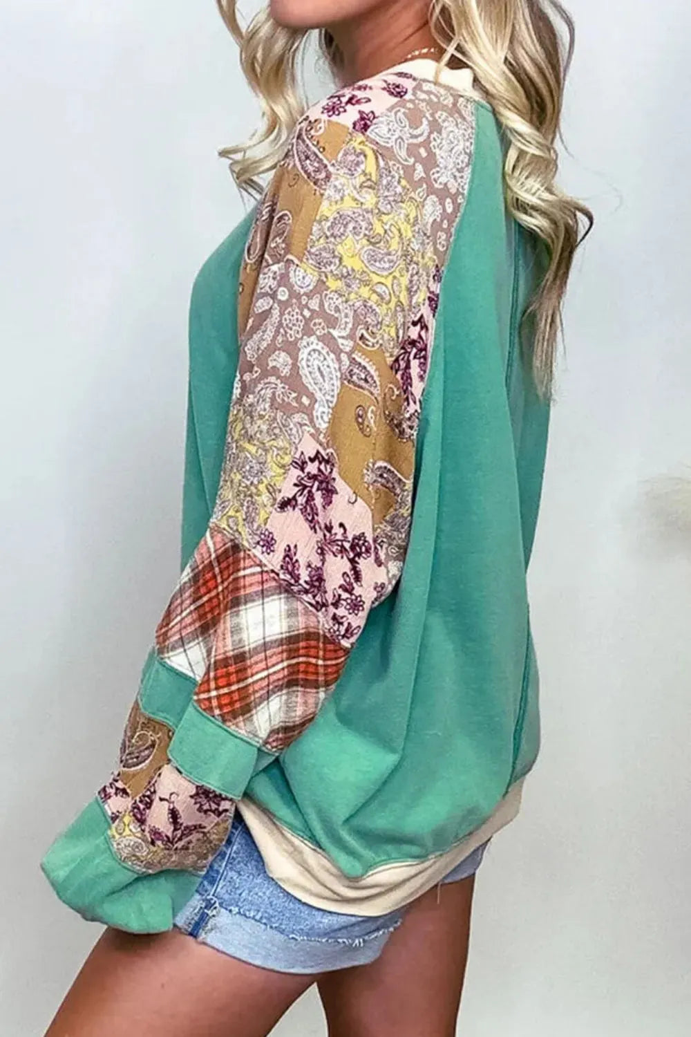 Plus Size Printed Raglan Sleeve Sweatshirt 