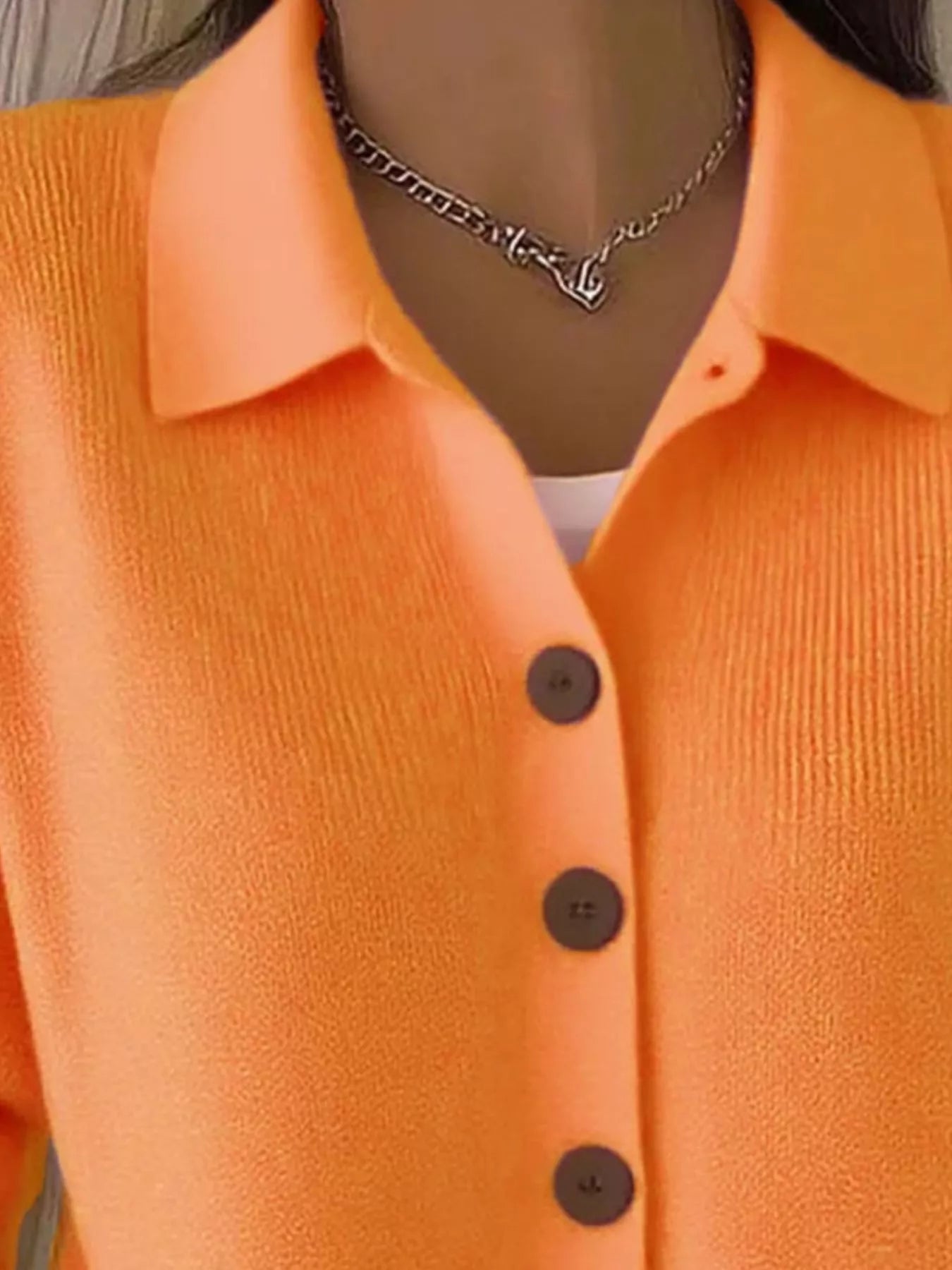 Full Size Button-Down Knit Cardigan Plus Size 