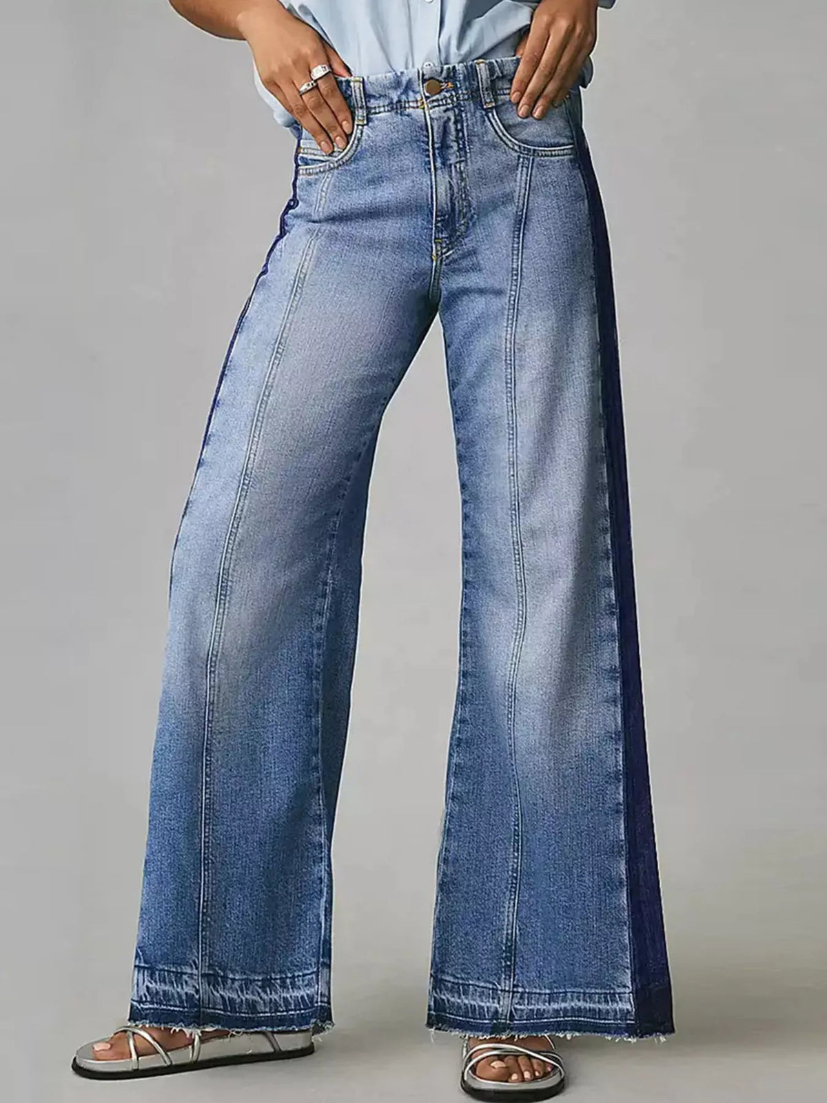Two-Tone Wide Leg Jeans 