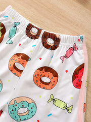 Children's Donut Round Neck Top and Pants Set 