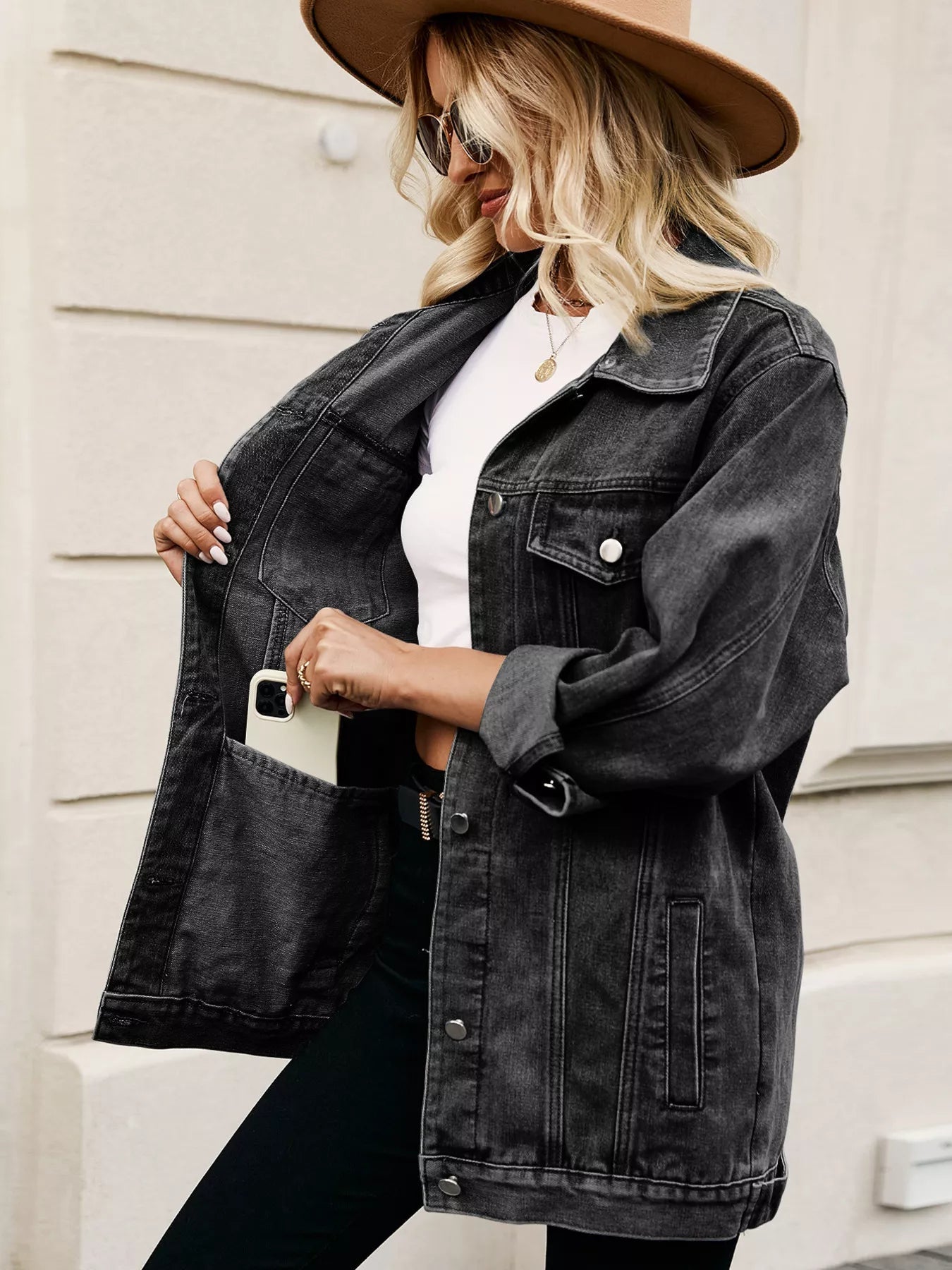 Button Up Long Sleeve Denim Jacket 
