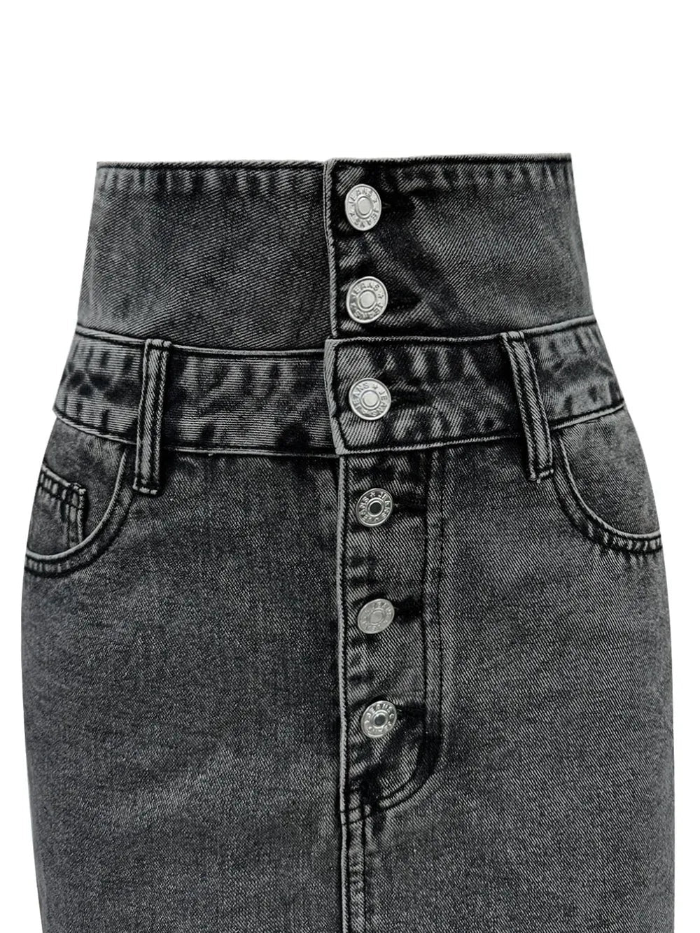 Raw Hem High Waist Denim Skirt 