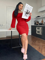 Zip-Back Ruched Bodycon Dress 