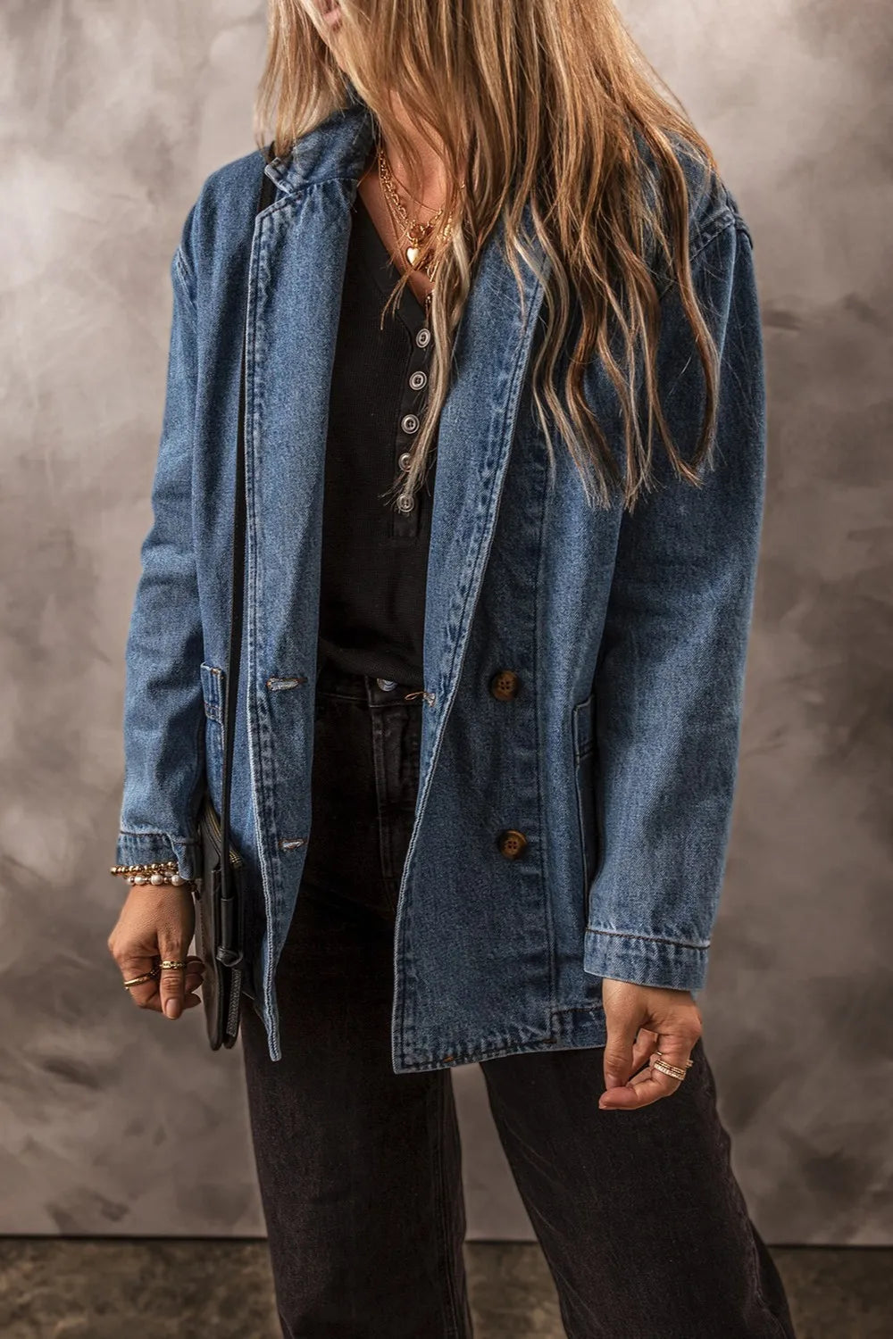 Pocketed Long Sleeve Denim Jacket 