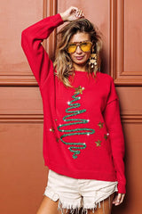 BiBi Sequin Star Tinsel Christmas Sweater 