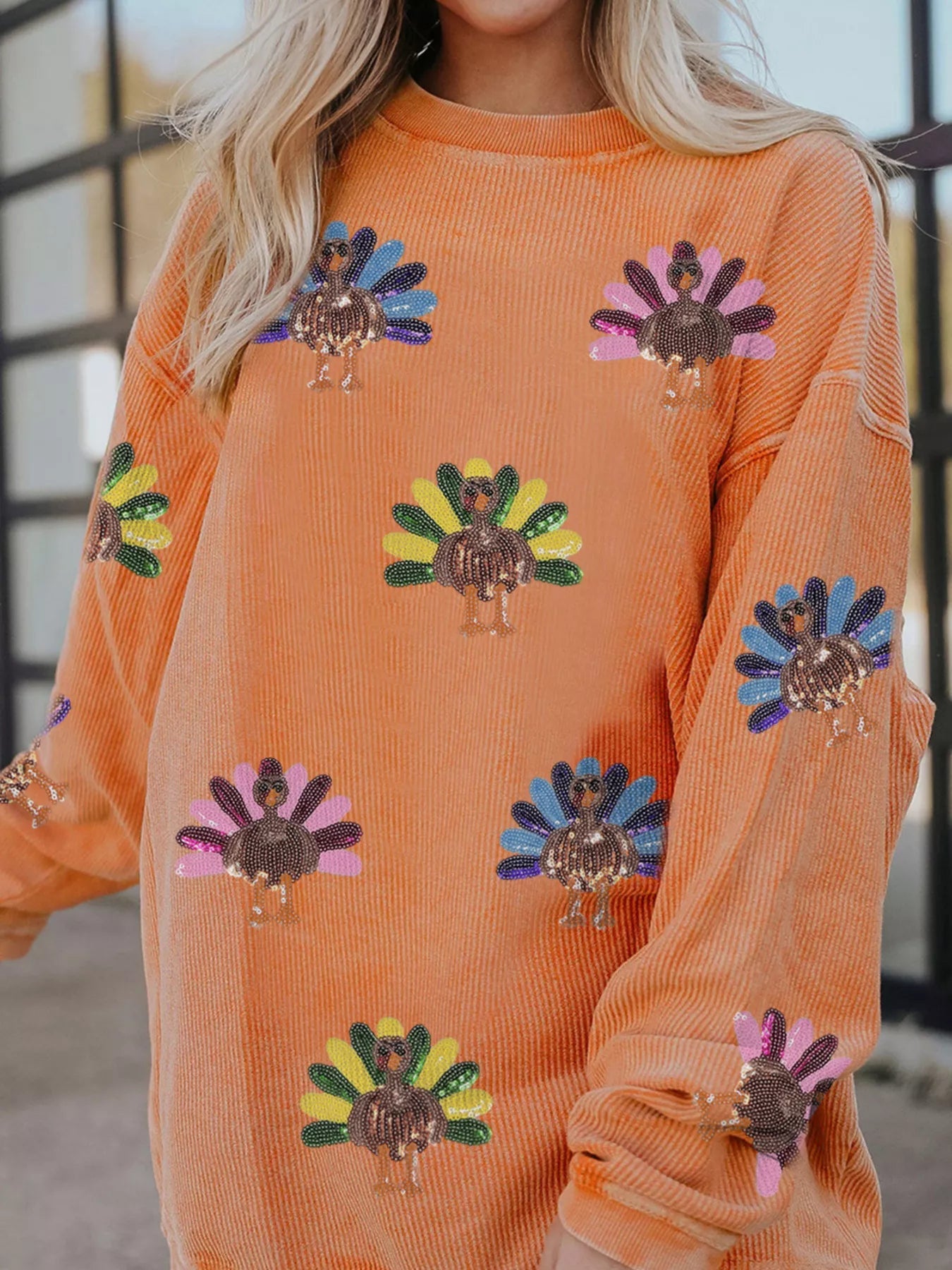 Turkey Graphic Corded Baggy Sweatshirt 