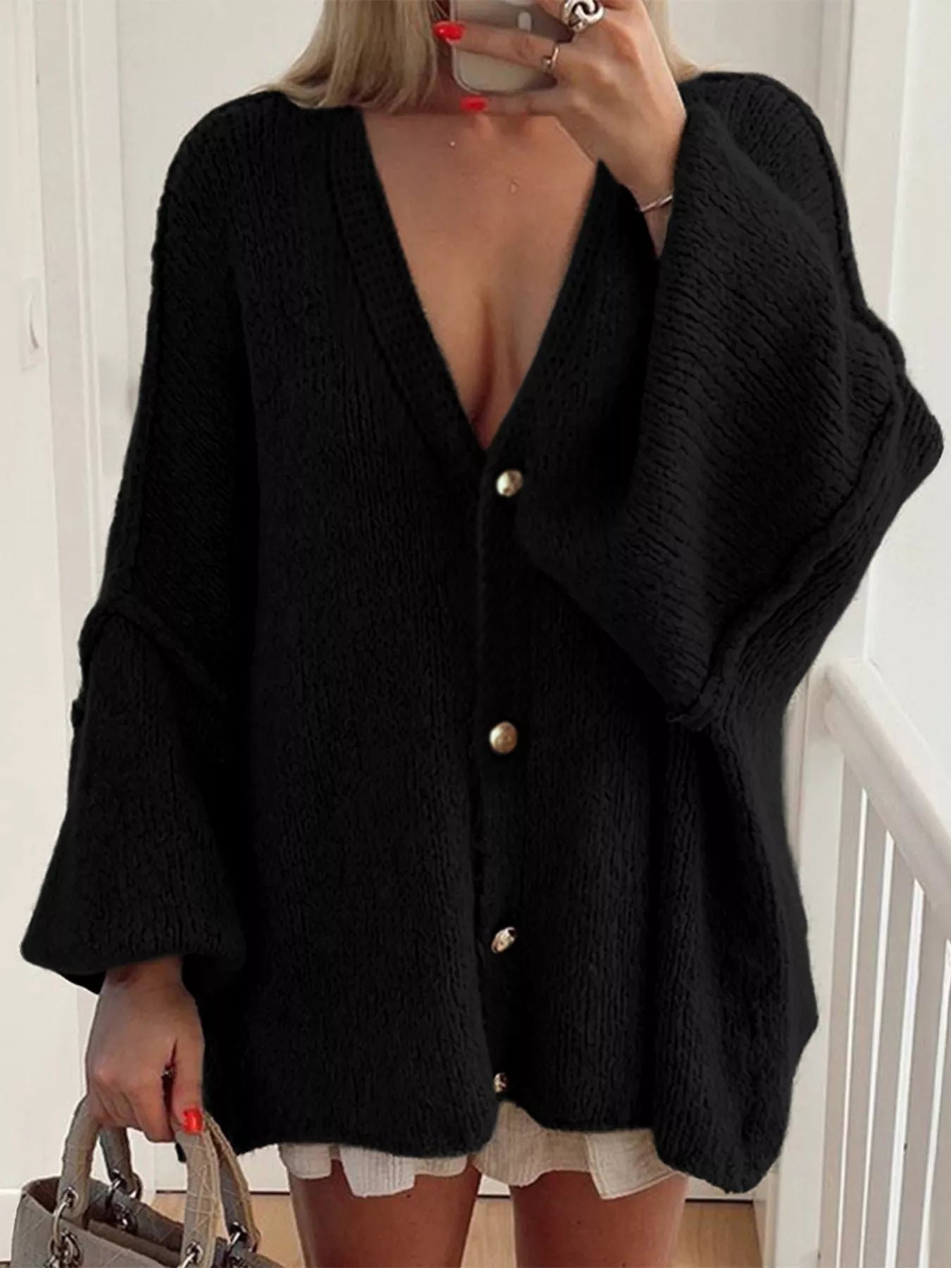 Oversized Knit Button Up Cardigan 