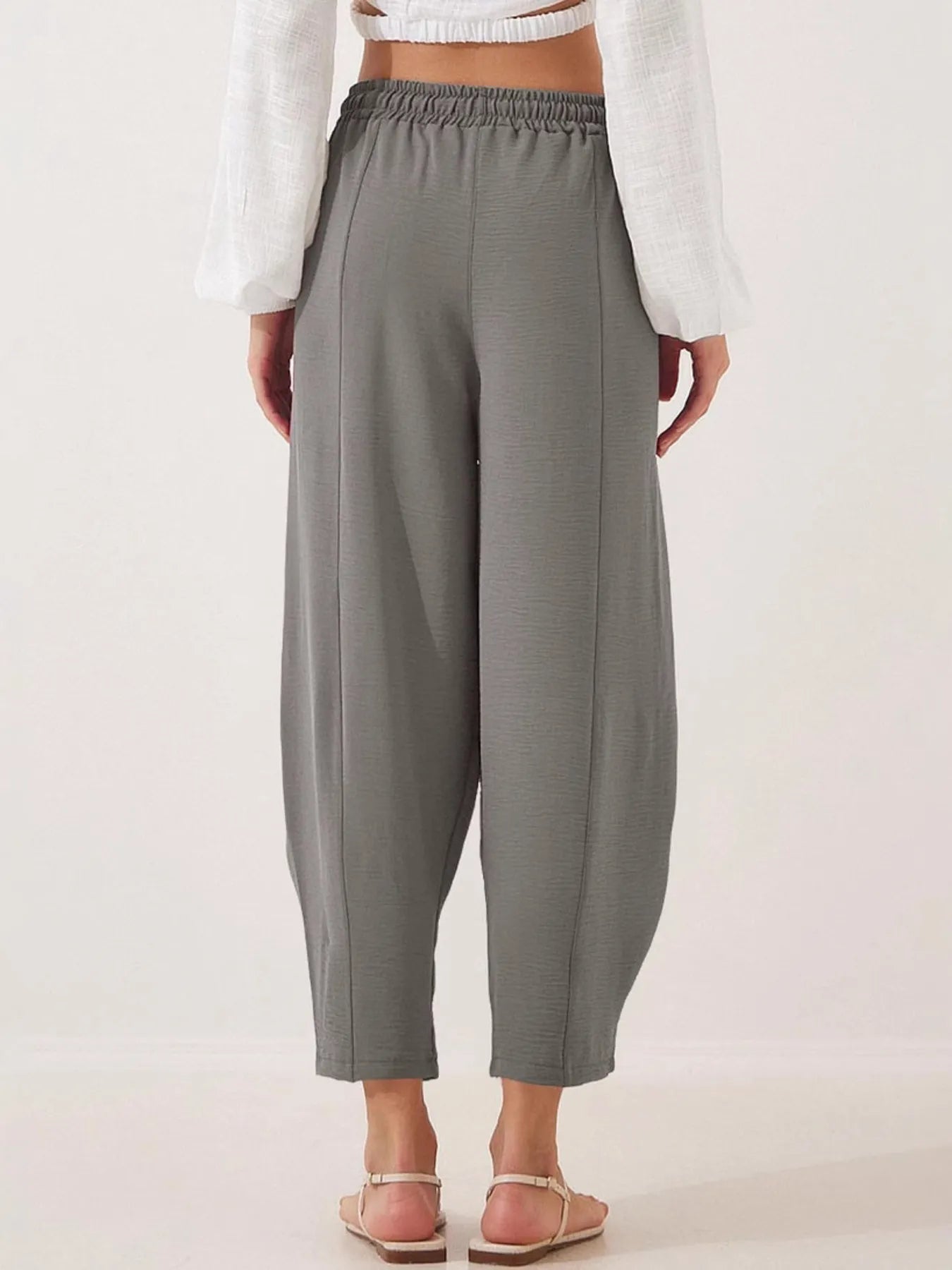 Full Size Drawstring Wide Leg Cropped Pants Plus Size 