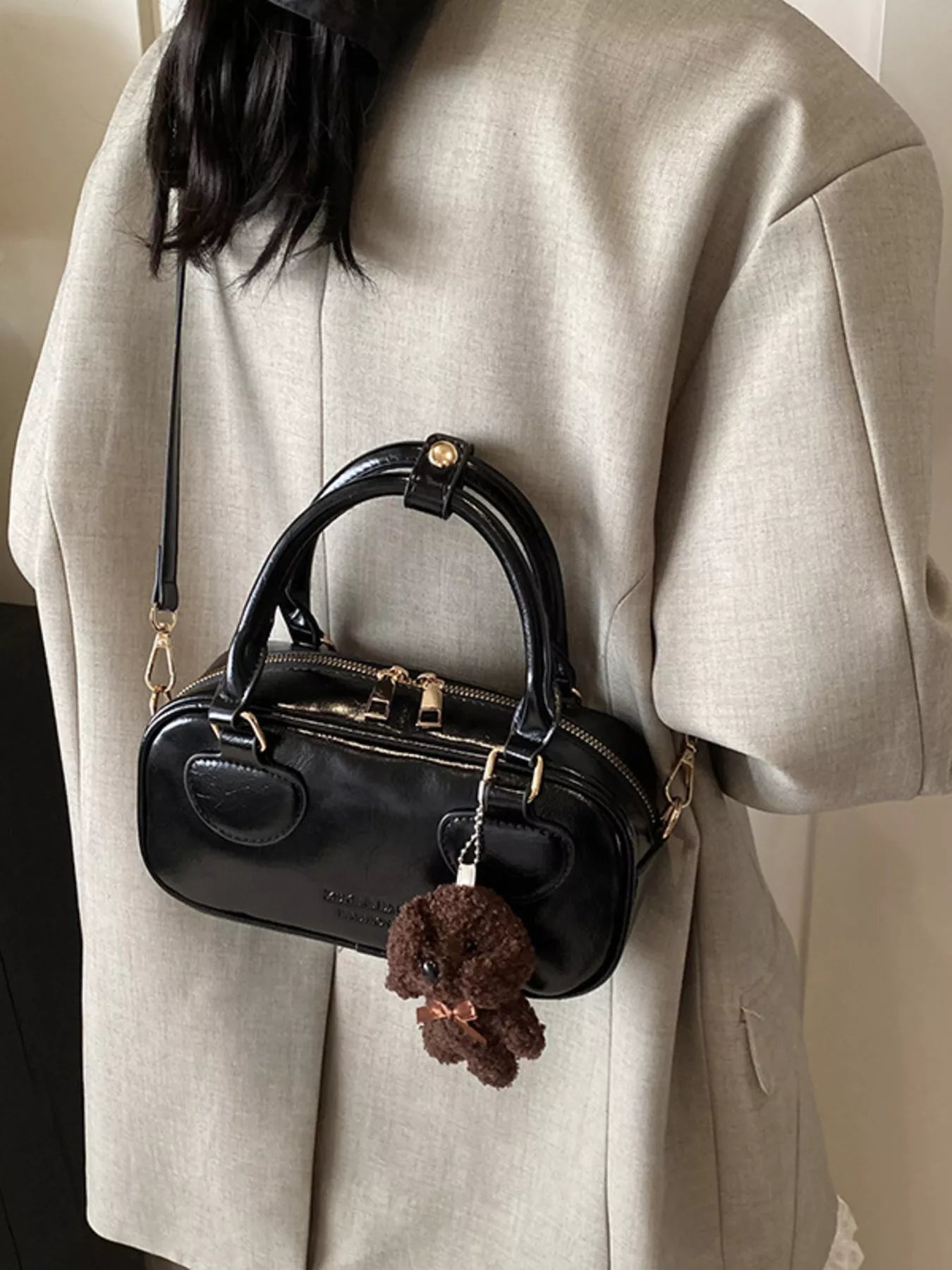 Vintage Style Crossbody Bag with Charm 