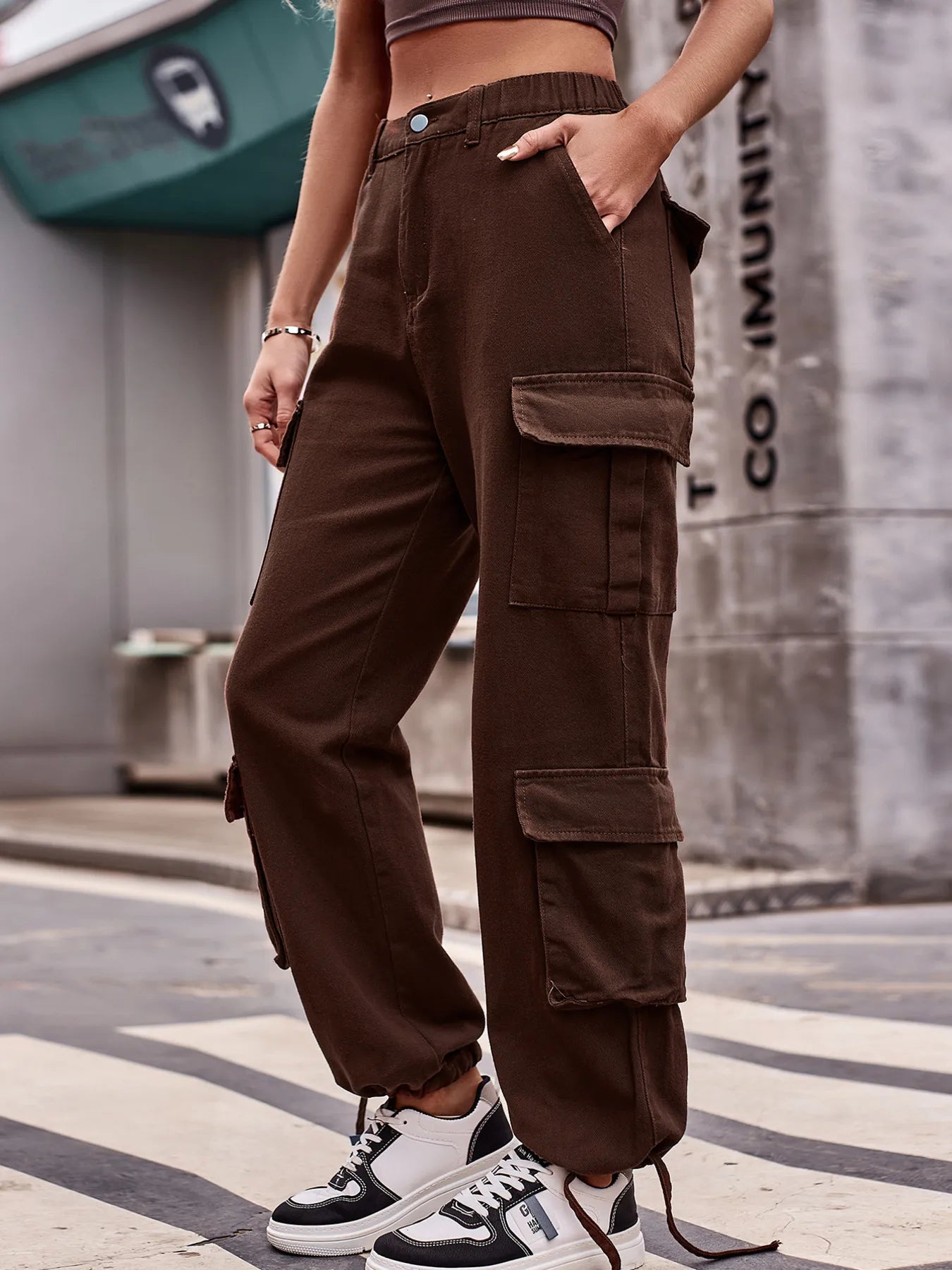 Casual Wide Leg Cargo Jeans 