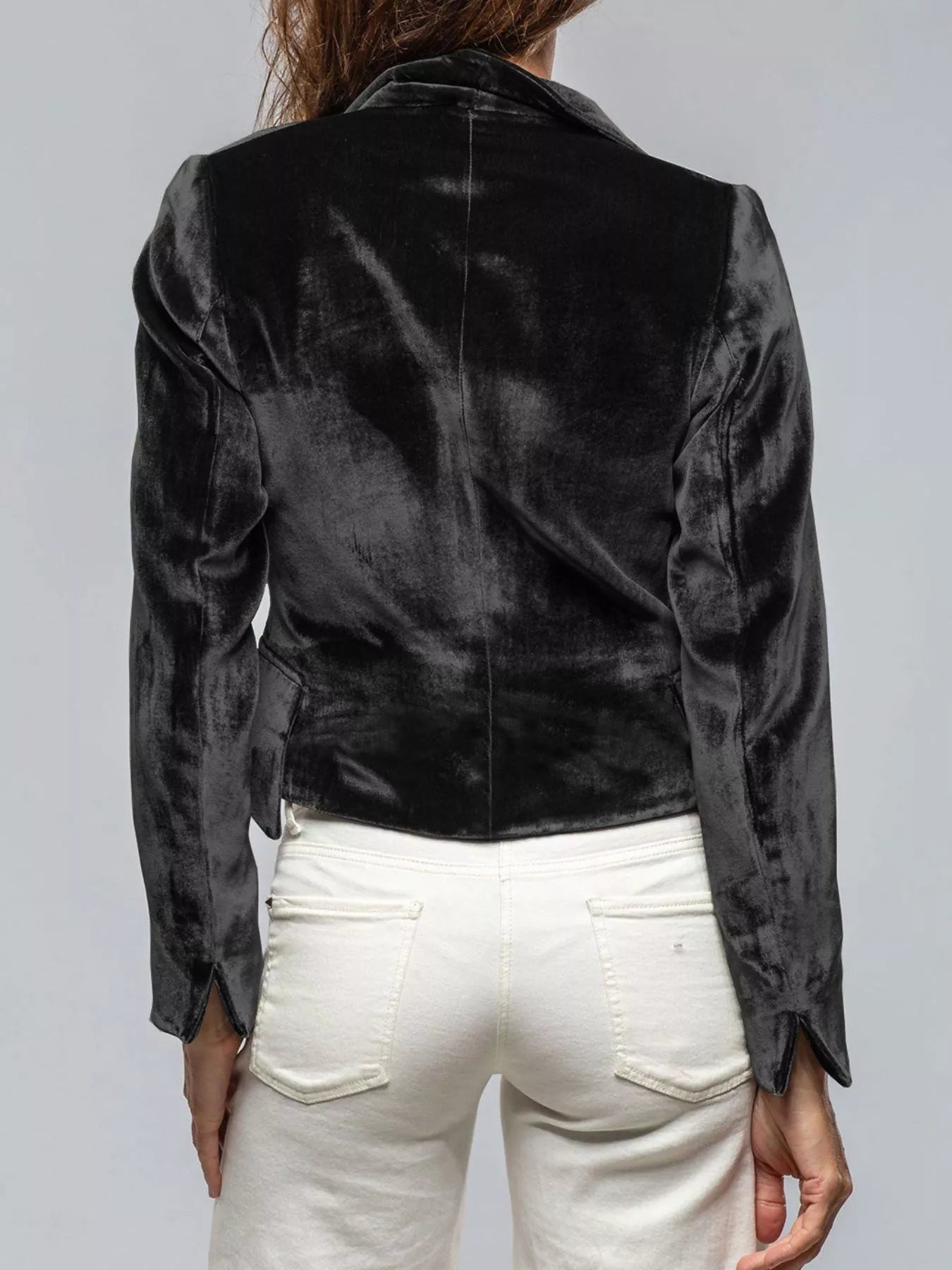 Velvet Lapel Collar One Button Blazer 