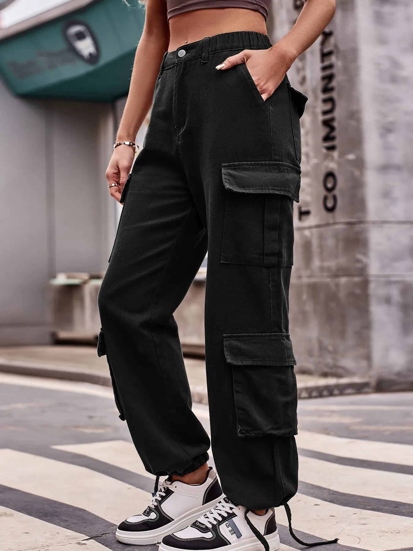 Casual Wide Leg Cargo Jeans 