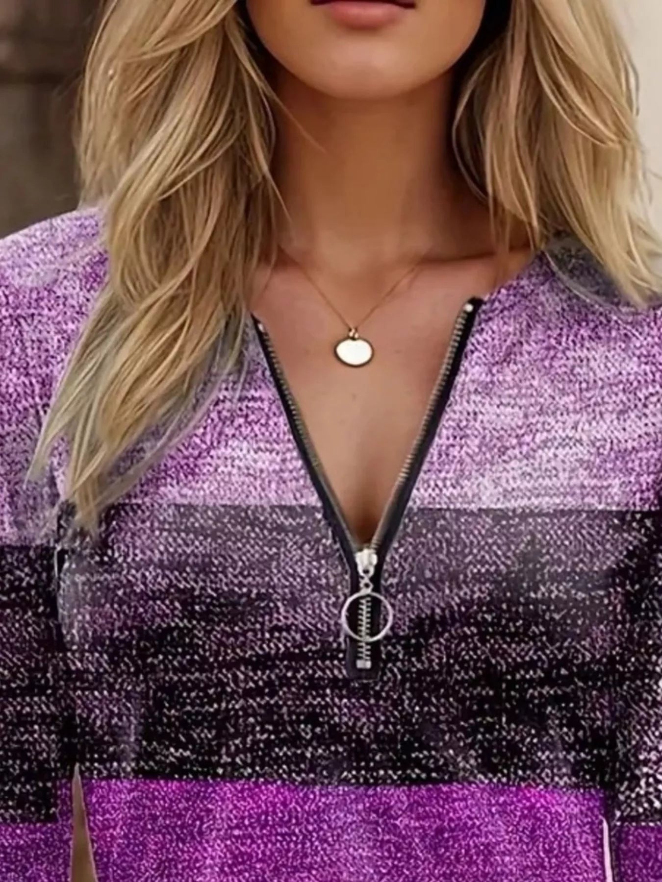 Quarter Zip Color Block Top 