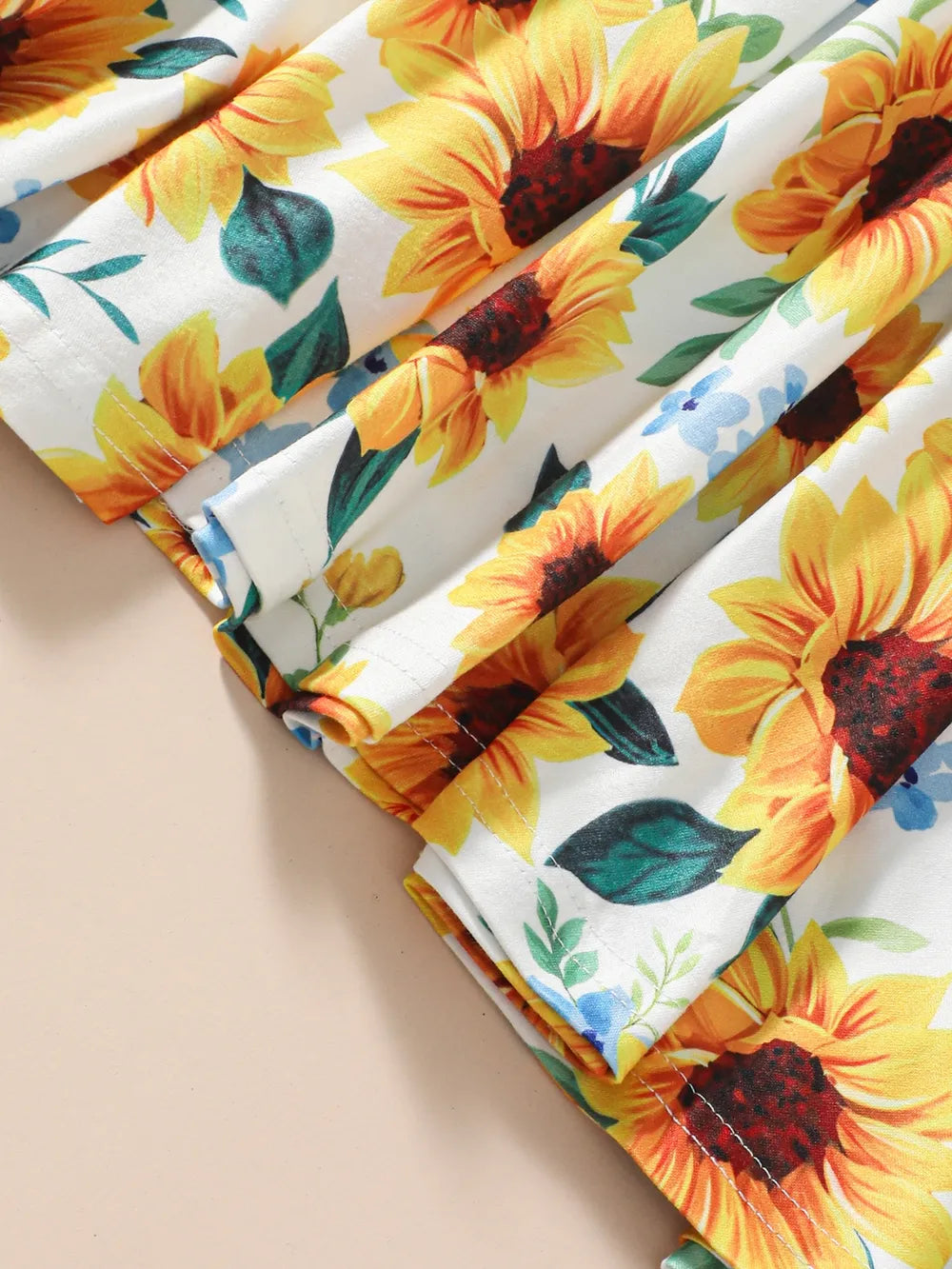 Kids Sunflower Print Round Neck Long Sleeve Dress 