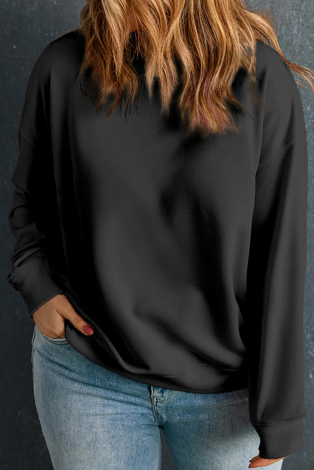 Plus Size Round Neck Long Sleeve Sweatshirt 