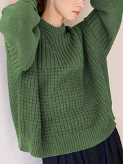 Textured Knit Round Neck Sweater 