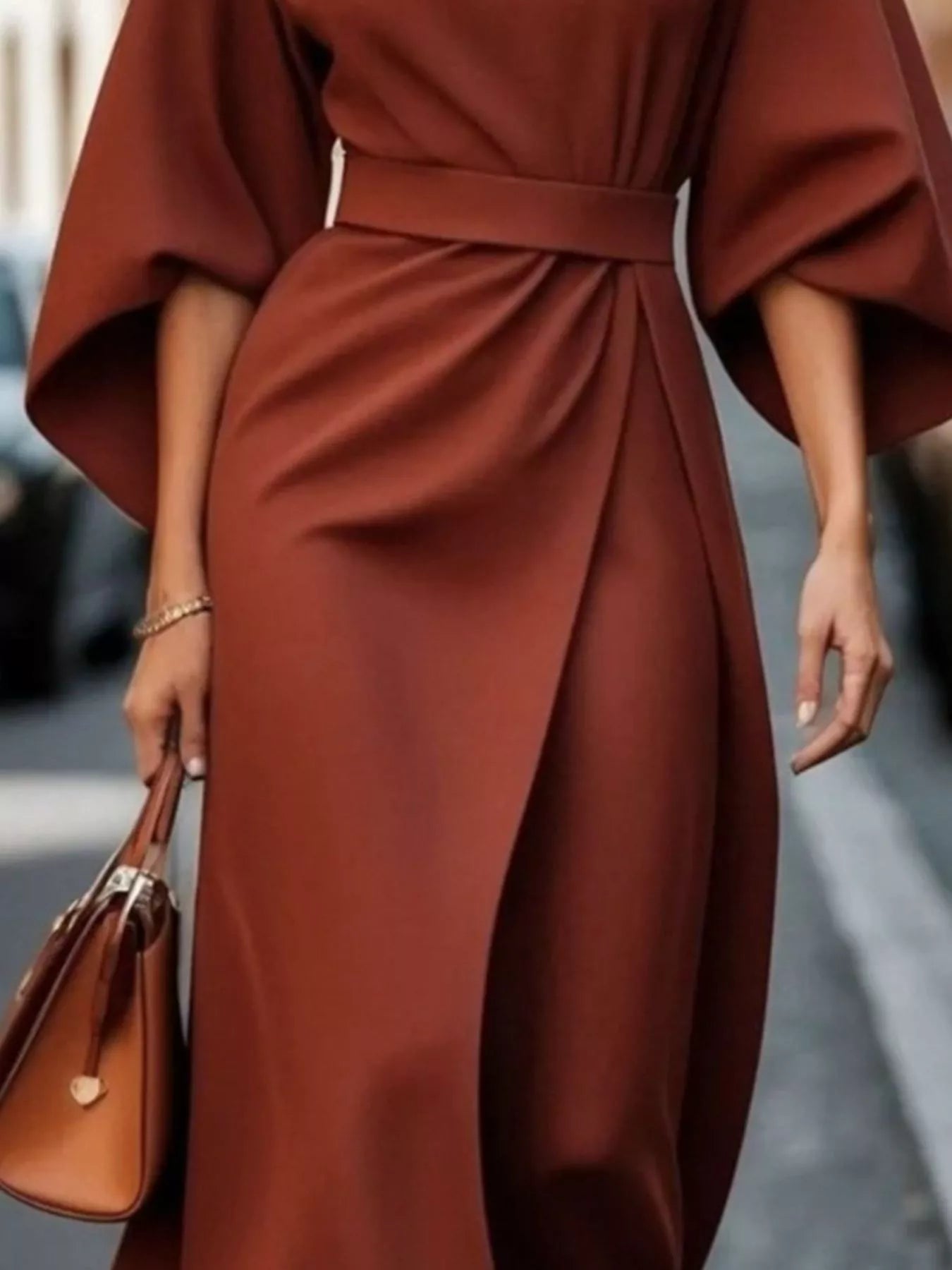 Round Neck 3/4 Sleeve Dress 