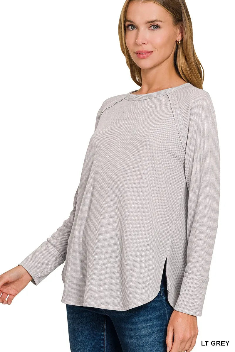 Zenana Baby Waffle Long Sleeve Top 