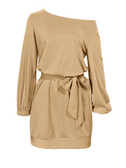 One Shoulder Tie Waist Dress 