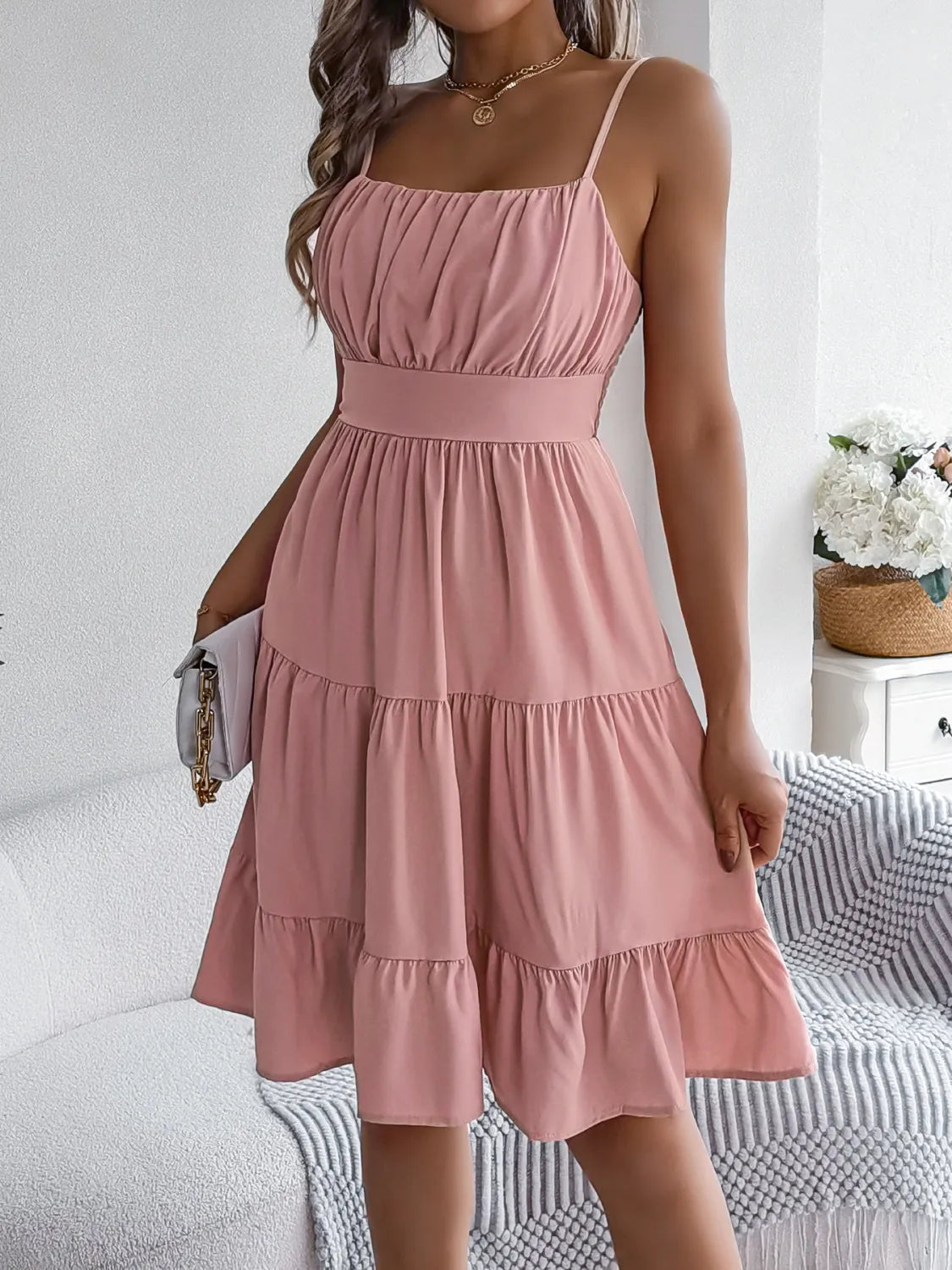 Smocked Back Tiered Cami Dress 