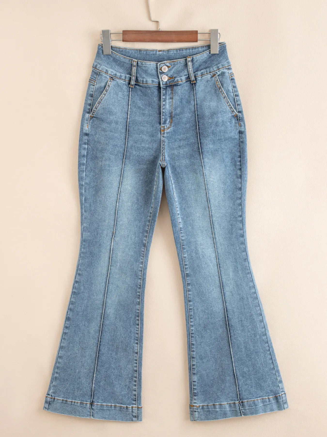 High-Waisted Flare Jeans with Seam Detail 