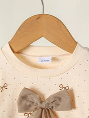 Children's Bowknot Ruffle Sleeve Top and Pants Set 