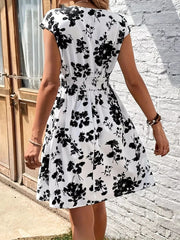 Floral Print Surplice Mini Dress 