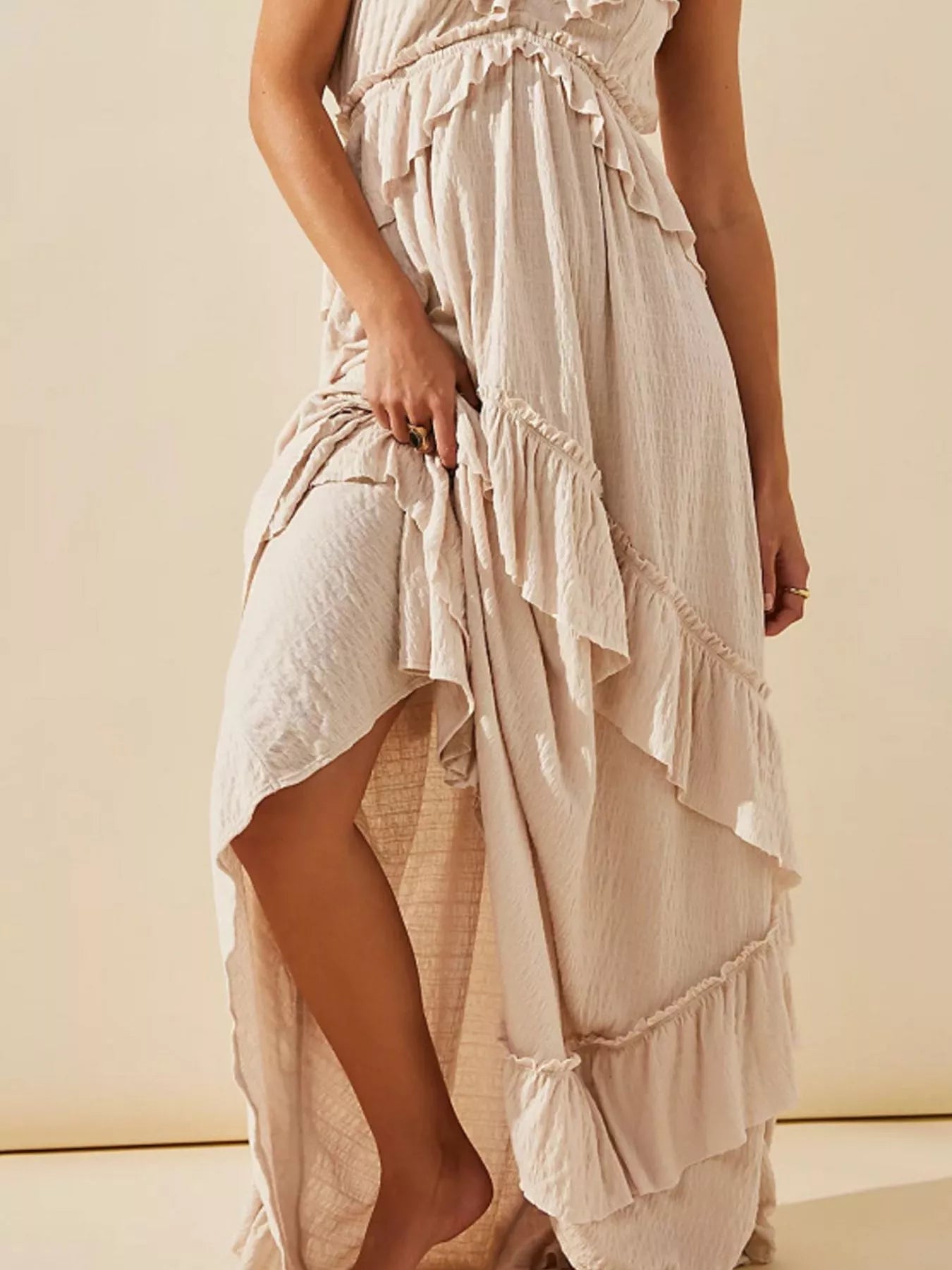 Ruffled Halter Neck Maxi Dress 