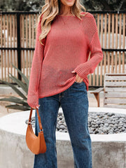 Crochet Hollow Out Long Sleeve Knit Top 