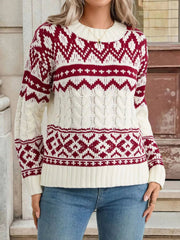 Christmas Cable Knit Long Sleeve Sweater 