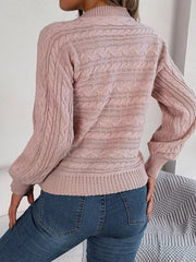 Cable-Knit Cutout Round Neck Sweater 
