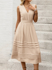 V-Neck Sleeveless Midi Dress 