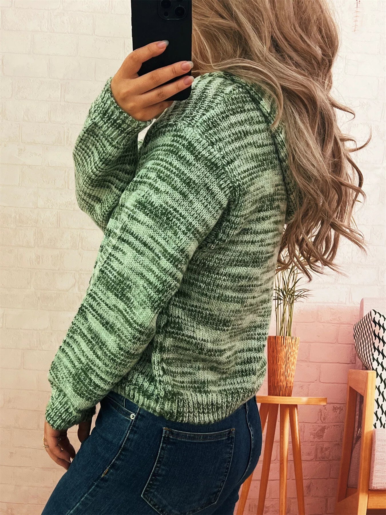 Multi-Colored Knit Button-Down Cardigan 
