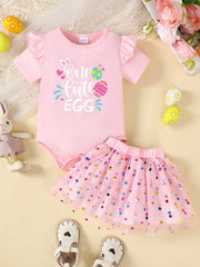 Children's Ruffled Graphic Bodysuit and Skirt Set 