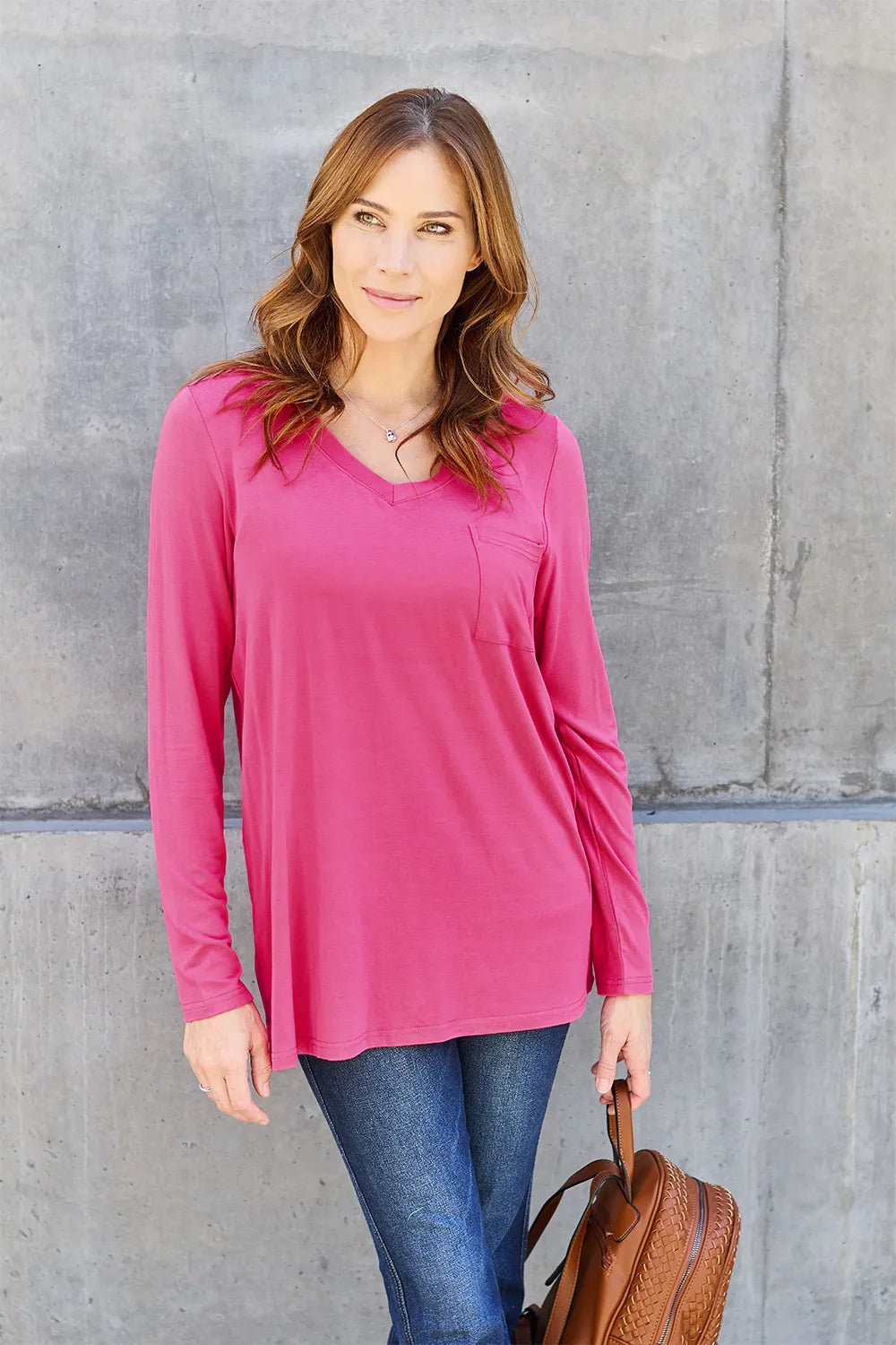 Basic Bae Full Size V-Neck Long Sleeve Top 